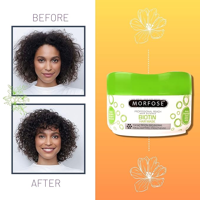 Morfose Professional Biotin Hair Mask for Dry, Damaged, or Brittle Strands, Repairs and Protects, Soft, Smooth and Healthy Hair, reduces Brakage and Split-Ends, (large, 16.9 Fl Oz)