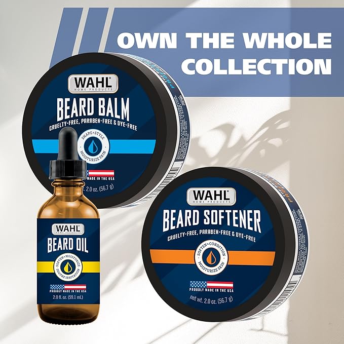 Wahl Beard Balm for Men - Shapes and Styles Facial Hair – Leave in Conditioner for a Light Hold for All-Day Control – With Shea Butter, Aloe, Mango Seed Butter & Candelilla Wax - Model 3028690