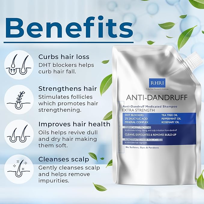 Anti Dandruff Shampoo Anti Fungal Dandruff Mens Shampoo | Medicated, Clarifying, Psoriasis & Biotin w/Salicylic Acid | For Dry, Itchy, Flaky, Irritated Scalp & Hair