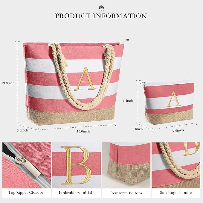 YOOLIFE Beach Bags for Women - Travel Canvas Beach Tote, Pool Waterproof Bag, Travel Essentials, Gifts for Women Birthday