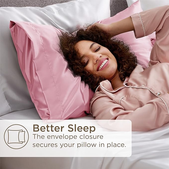 Bedsure Satin Pillowcase for Hair and Skin Queen - Pink Silky Pillowcase 4 Pack 20x30 Inches with Envelope Closure, Similar to Silk Pillow Cases, Gifts for Women Men