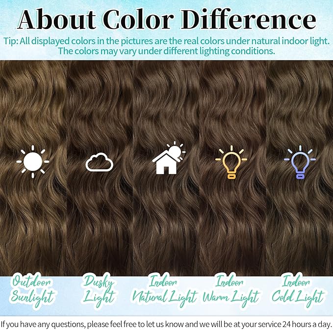 KooKaStyle Clip in Hair Extensions 4PCS Long Wavy Medium Brown Thick Hairpieces for Women Weft Natural Synthetic 20 Inch Daily Use