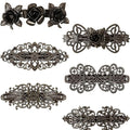 Geyoga 6 Pieces Vintage Hair Barrettes for Women Retro Flower French Pearl Crystal Rhinestones Clips Hair Pins for Women Styling Accessories(Elegant Style)