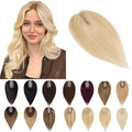 SEGO Human Hair Toppers for Women With Thinning Hair, 7 * 13CM Silk Base 100% Real Human Hair Clip in Top Wiglet Hairpieces -16 Inch No Bangs Ash Blonde&Bleach Blonde