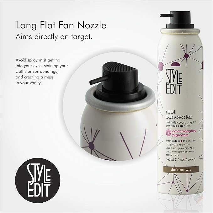 STYLE EDIT Root Concealer Touch Up Spray | Instantly Covers Grey Roots | Professional Salon Quality Cover Up Hair Products for Women |Dark Brown, 2 Ounce (Pack of 2)