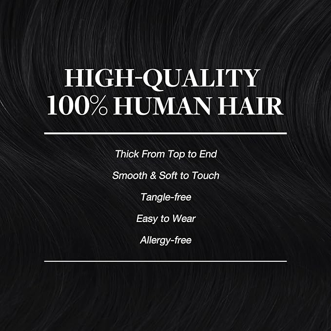 GOO GOO Clip in Hair Extensions Real Human Hair, Remy Human Hair Extensions Clip ins for Women, Natural Human Hair, 22inch 170g 7Pcs, #1 Jet Black