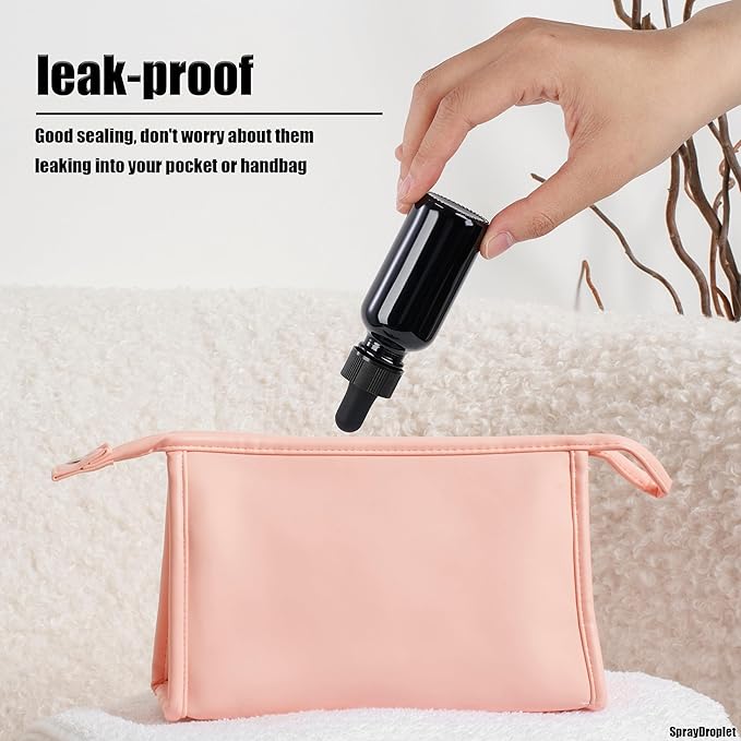 12 Pcs, 1oz Glass Dropper Bottle, Leakproof Tincture Bottles with Dropper, Black Reusable Eye Dropper Bottle for All Kinds of Liquids (Black,1oz-12pcs)