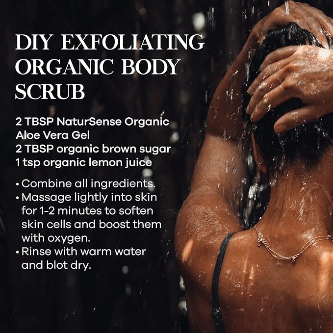 NaturSense USDA Organic Aloe Vera Gel from 100% Pure Aloe. Deep Hydration, Effective Moisturizing. Great for Hair, Scalp, Face, Dry Skin, Acne, Sunburn, Sensitive Skin. Unscented, 12 oz.