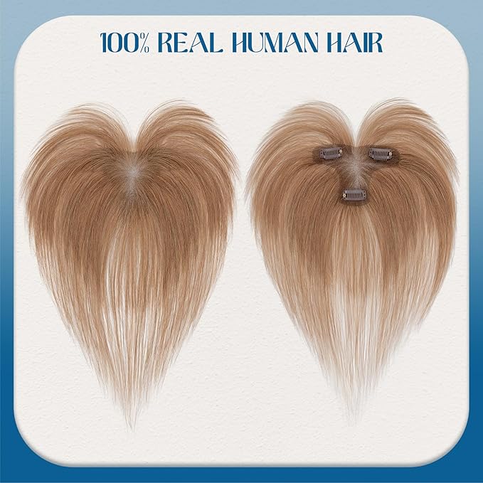 Hair Topper Human Hair Curtain Air Bangs Topper for Women,3.54x4.92 T-part Lace Base Topper Hair Piece for Daily Wear(Light Brown)