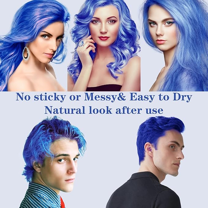 Blue Hair Color Wax Washable, Temporary Hair Color Dye for Kids, Natural Instant Color Wax Hairstyle Cream Hair Pomades for Women & Men Party Cosplay Halloween, Gifts for Teens