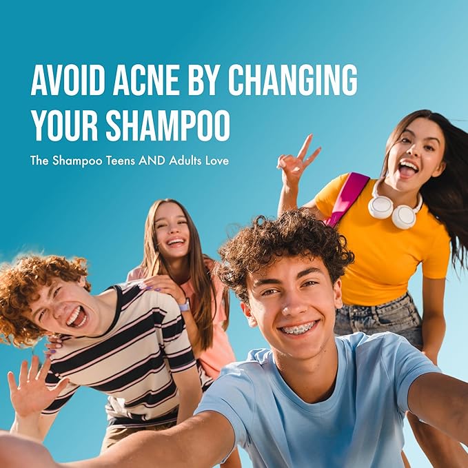 Teenology Teen Shampoo – Avoid Acne Breakouts, Non-Comedogenic, For Dry & Oily Scalps, Sulfate & Paraben Free, Natural Botanical Extracts, for Clear Skin & Healthy Hair, 16 oz – (Papaya)