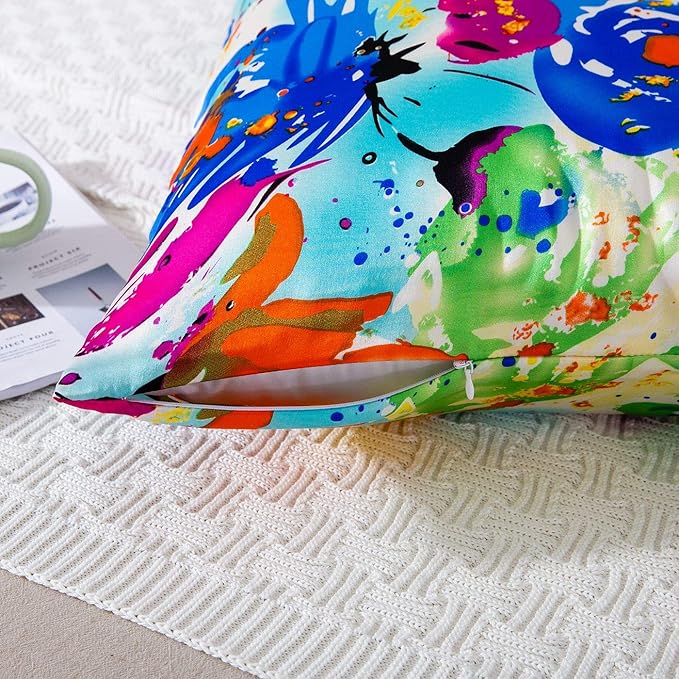 SLPBABY Silk Pillowcase for Hair and Skin with Hidden Zipper Print (King, Pattern3)