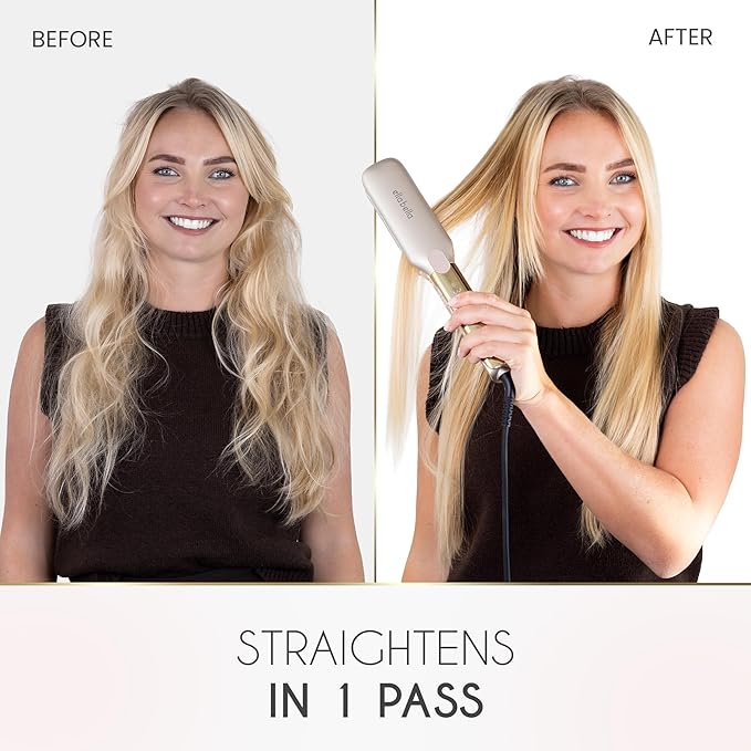 ELLA BELLA® Titanium Flat Iron Hair Straightener (with Infrared) • Professional Straightening Iron • Digital Display to Accurately Control Temperature • As Featured in Good Housekeeping