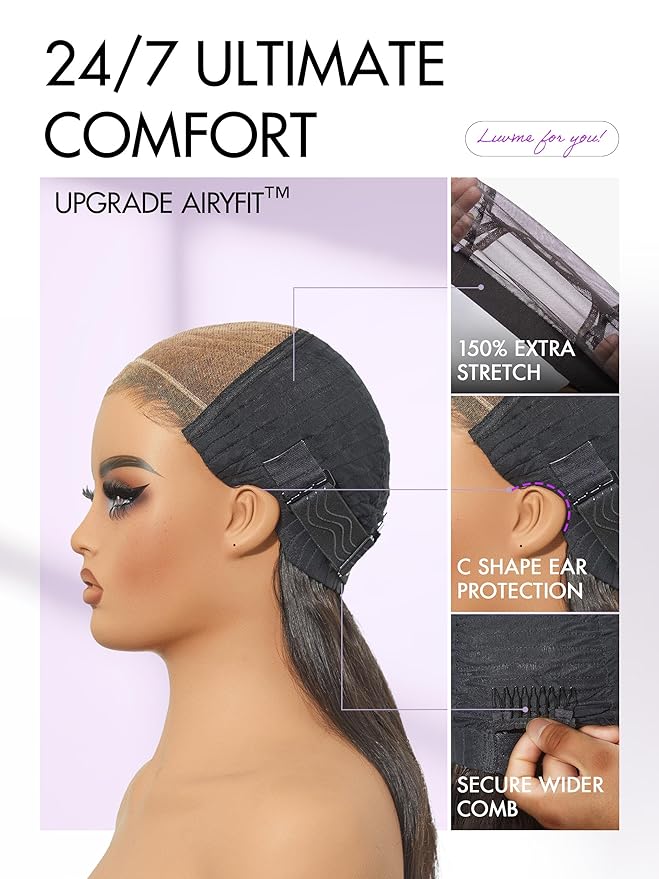 LUVME HAIR 100% Human Hair Wigs Loose Wave Glueless Lace Front 18 Inches, Pre Cut Plucked Hd Lace Short Wig Ready To Go Natural Color Straight Bleached Knots Side Part Black Wigs