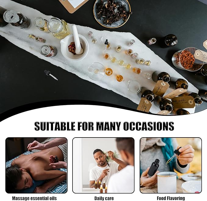 24 Pcs, 2oz Glass Dropper Bottle, Leakproof Tincture Bottles with Dropper, Black Reusable Eye Dropper Bottle, for All Kinds of Liquids (Black, 2oz-24pcs)