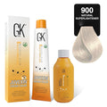 GK HAIR Global Keratin SuperLighteners 900 Natural Hair Color Cream Tube (3.4 Fl Oz/100ml) + 20 Volume Developer (5 Fl Oz/150ml) - Professional Permanent Long Lasting Toner Dye
