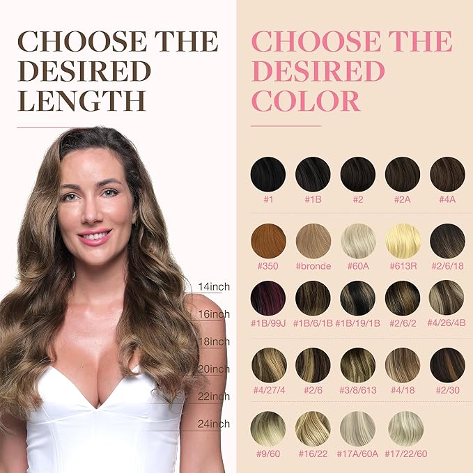 GOO GOO Tape in Hair Extensions Human Hair, 4/26/4 Balayage Chocolate Brown to Honey Blonde, 14inch 50g 20pcs, Skin Weft Seamless Invisible, Silky Straight with Thick Ends, Remy Human Hair