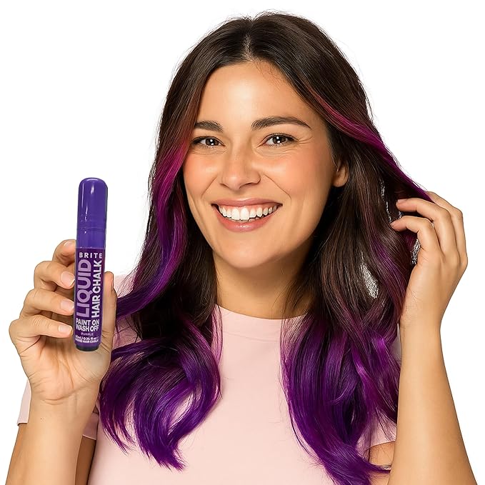 Brite Liquid Purple Hair Chalk | Cruelty-Free, Easy to Apply, & Washes Off Effortlessly | Vegan Temporary Hair Color | 0.34 Fl Oz