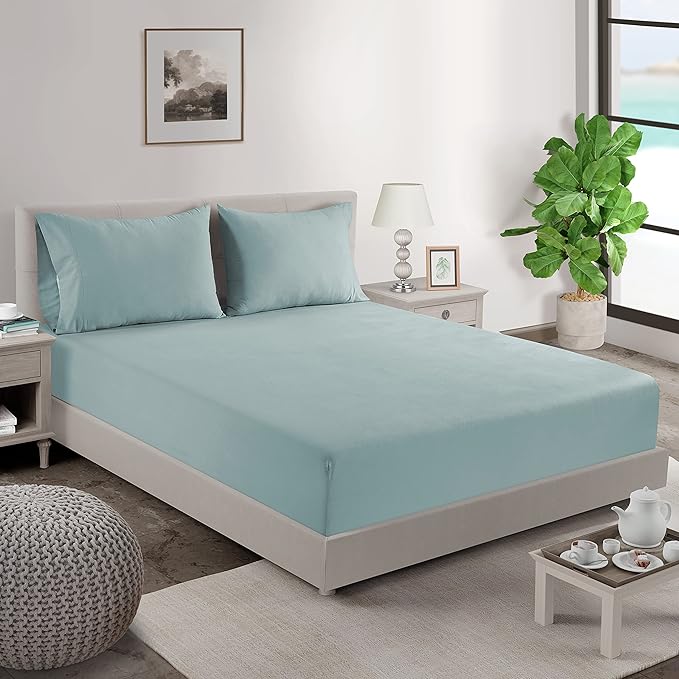 Lane Linen 100% Organic Cotton Pillow Cases Standard Size Set of 2 (20"x26") - Cotton Pillowcases Standard Size - Soft Light Blue Pillow Cases Set of 2 - Standard Pillow Case Pack of 2 - Cool Blue