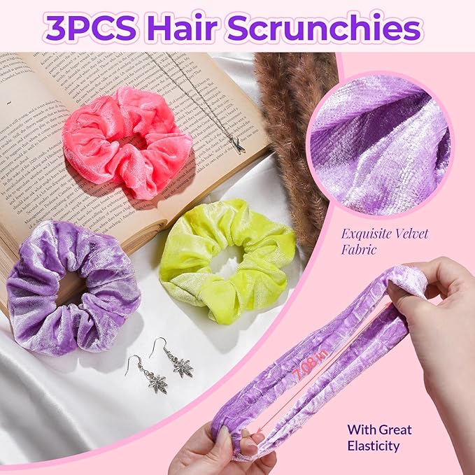 LEOBRO Spa Headband, Makeup and Skincare Headbands, Headband for Washing Face, with Bows for Hair Decorations, and Hair Scrunchies, Christmas Gifts for Teens, Girls, Women (Rose Red & Yellow & Purple)