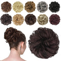 FESHFEN Messy Bun Hair Piece - Elastic Wavy Curly Hair Bun Scrunchies Extensions Synthetic Chignon Hairpieces for Women Girls, Black Cherry 1.5 oz