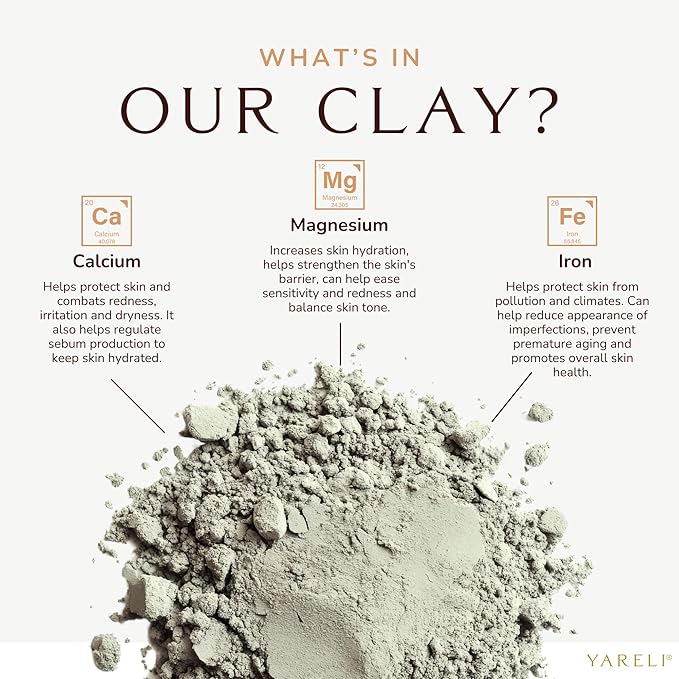 YARELI Bentonite Clay Powder Facial Mask & Cleansing Bath, Pure Indian Healing Clay, 2lb (32oz)