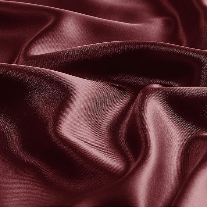 BEDELITE Satin Body Pillow Cover 2 Pack, Super Soft and Cooling Body Pillow Pillowcase for Hair and Skin, Breathable Silky Full Long Pillowcase Cover(20"x54", Burgundy)
