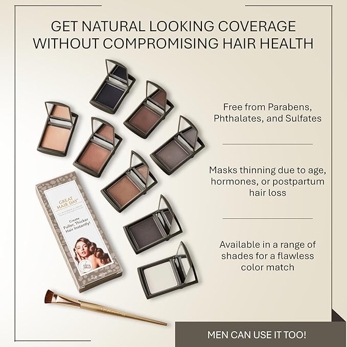 Joan Rivers Great Hair Day Root Touch Up Powder – Fill-in Powder for Thicker, Fuller Looking Hair (Light Blonde)