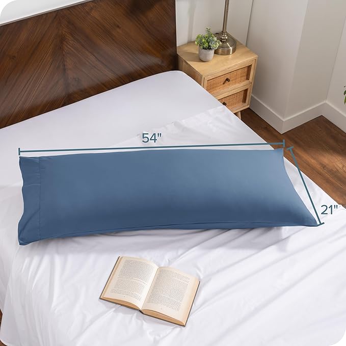 Bare Home Microfiber Body Pillow Cover - Ultra Soft & Cooling - Double Brushed - Envelope Closure - Easy Care (20''x54'' Body Pillow Cover, Coronet Blue)