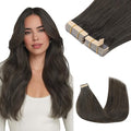 GOO GOO Tape in Hair Extensions Human Hair, 1C Mocha Brown, 22inch 100g 40pcs, Skin Weft Seamless Invisible, Silky Straight with Thick Ends, Remy Human Hair