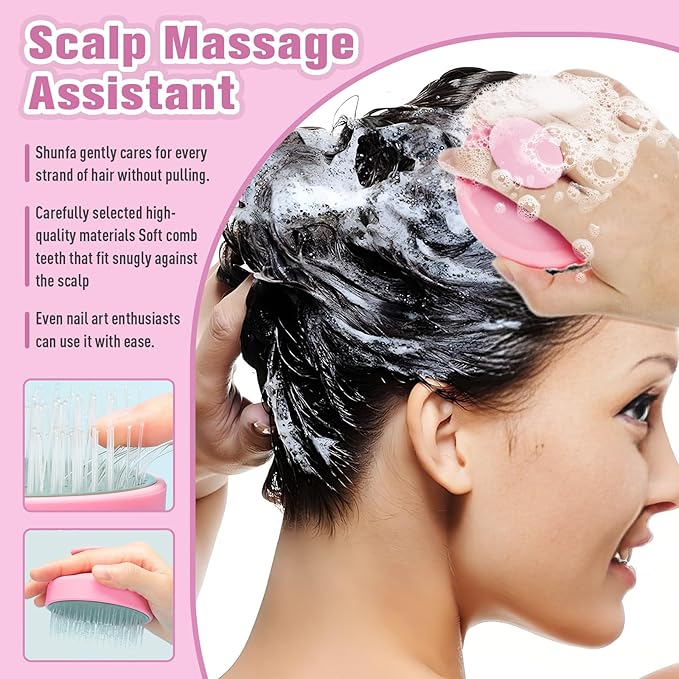Portable Travel Scalp Cleansing Brush - Dual-Use Dry/Wet Exfoliator Removes Dandruff&Buildup,Suitable for Both Men&Women.Blue