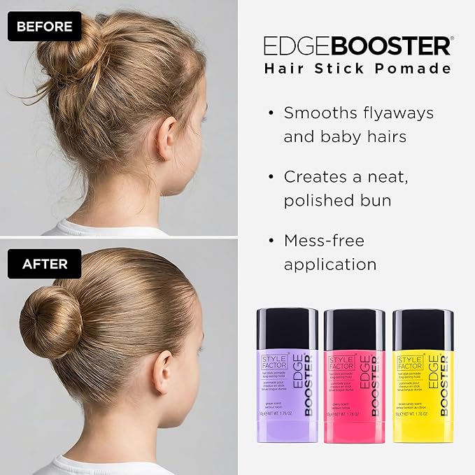 Style Factor EDGE BOOSTER Hair Wax Stick Pomade with Beeswax | Strong Hold Slick Stick for Flyaways, Edges & Baby Hair for Sleek Buns & Ponytails | Stocking Stuffers for Women Girls Teen | Cherry