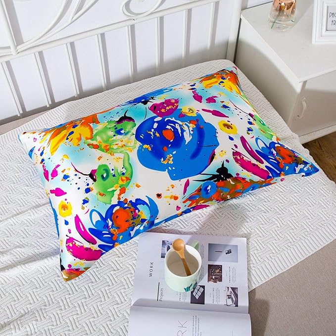 SLPBABY Silk Pillowcase for Hair and Skin with Hidden Zipper Print (King, Pattern3)