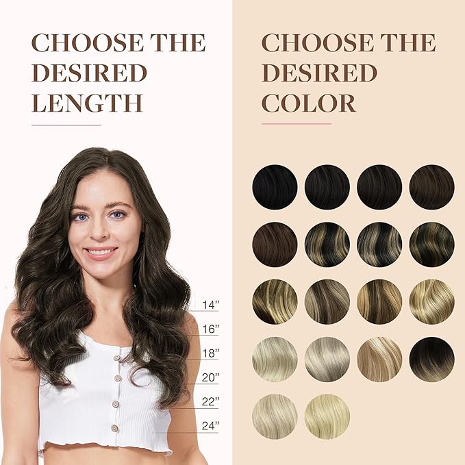 GOO GOO Clip in Hair Extensions Real Human Hair, Remy Human Hair Extensions Clip ins for Women, Natural Human Hair, 22inch 150g 7Pcs, 2A Light Brown