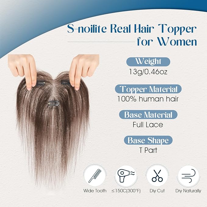 Hair Topper with Side Bangs Human Hair Curtain Bangs Topper for Women,3.54x4.92 T-part Lace Base Real Human Hair Topper Hair Piece for Daily Wear(Side Bangs,Dark Brown)
