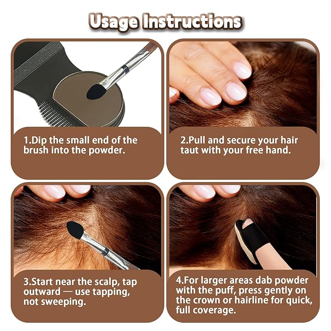 Root Touch Up Powder Hair Color Medium Brown, Root Cover Up Hair Powder for Women Scalp Concealer, HairlinePowder for Women GrayHair