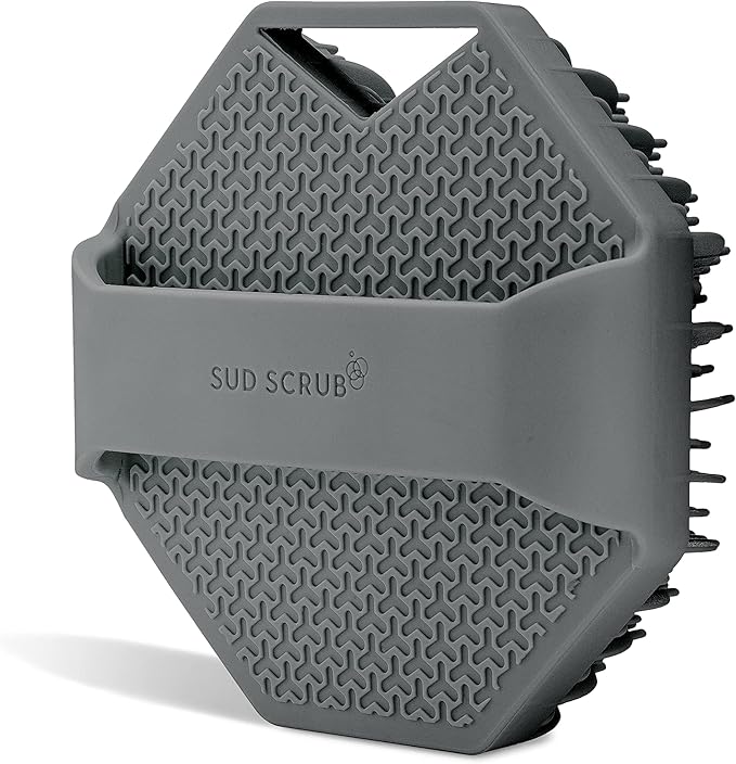 Sud Scrub® Antimicrobial Silicone Body Scrubber, Exfoliating Body Scrubber for Sensitive Skin, Eco Friendly Shower Scrubber for Body, Silicone Body Brush for Showering, Charcoal