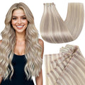 Full Shine Clip in Hair Extensions 20 inch 150g 8Pcs Seamless Clip ins Human Hair Ash Blonde Highlight Bleach Blonde Remy Hair Clip ins for Women