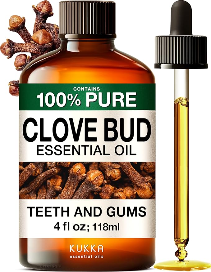 KUKKA Clove Essential Oils - 4 Fl Oz - for Hair, Skin, Diffuser, Aromatherapy & DIY Soap Making Scent