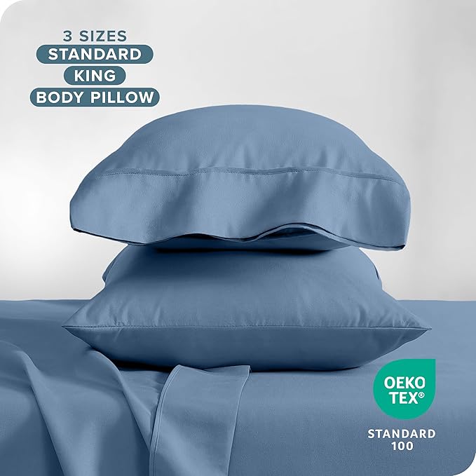 Bare Home Microfiber Pillow Cases - Standard/Queen Size Set of 2 - Cooling Pillowcases - Double Brushed - Coronet Blue Pillowcases 2 Pack - Easy Care (Standard Pillowcase Set of 2, Coronet Blue)