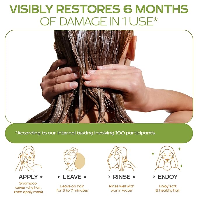 Keratin Hair Mask for Dry, Damaged or Long Hair - Deep Conditioner Masque with Protein, Coconut, Jojoba & Avocado Oil – Collagen Treatment for Hair Growth & Hydration, Split Ends Repair, Color-Safe
