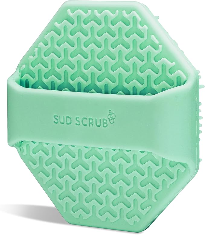 Sud Scrub® Antimicrobial Silicone Face Scrubber, 1 Pack, Gentle Face Exfoliator for Sensitive Skin, Eco Friendly Facial Cleansing Brush, Exfoliating Face Brush for Men and Women (Mint)