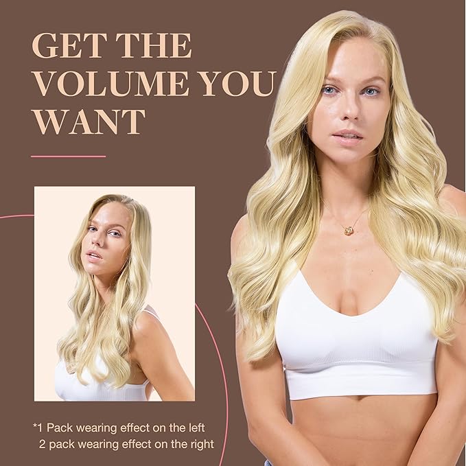 GOO GOO Clip in Hair Extensions Real Human Hair, Remy Human Hair Extensions Clip ins for Women, Natural Human Hair, 16inch 120g 7Pcs, #R7/60F