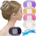 RC ROCHE 6 Pcs Flat Claw Hair Clips for Women Thick Hair French Round Duckbill Square Secure Strong Hold Grip Clamps Barrettes Curved No Slip No Crease Styling Cute Extra Jumbo XL, Large Transparent