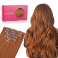 WENNALIFE Seamless Clip In Hair Extensions Human Hair, 18 Inch 130g 7pcs Dirty Ginger Real Hair Extensions Clip in Human Hair Invisible PU Skin Weft Natural Remy Human Hair Extensions