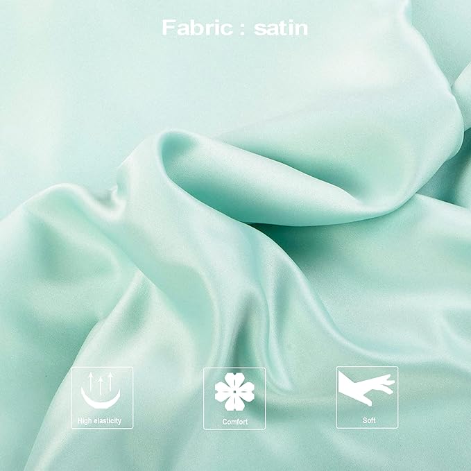 NTBAY Zippered Satin Pillow Cases for Hair and Skin, Luxury Standard Hidden Zipper Pillowcases Set of 2, 20x26 Inches, Cyan