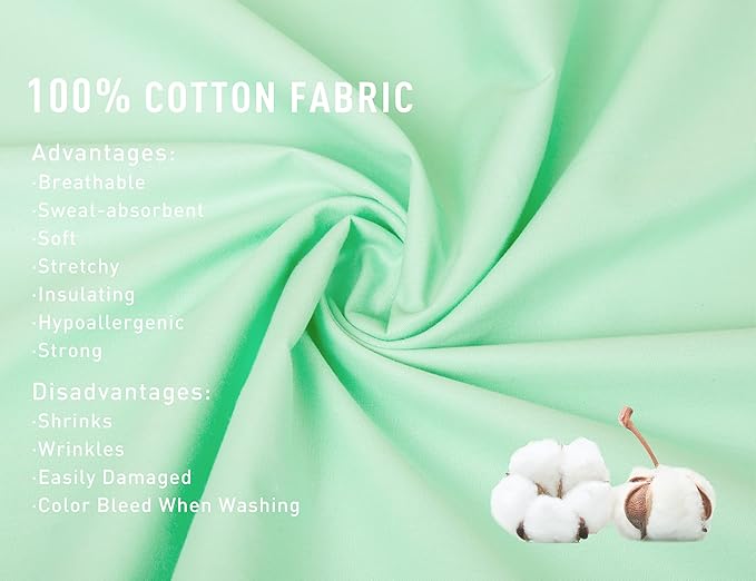 Sunflower King Pillowcases Set of 2, 100% Cotton King Pillow Cases 2, 20×40 inches Zephyr Green, Soft and Breathable