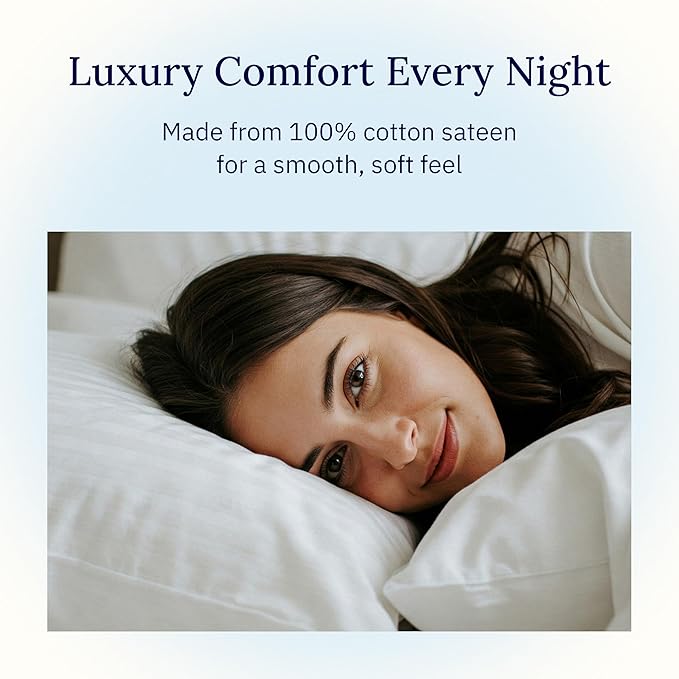 California Design Den King Size Pillowcase Set - 400 Thread Count, 100% Cotton Sateen, Set of 2 Pillow Covers, Soft and Breathable - Ivory (Pale Tone)