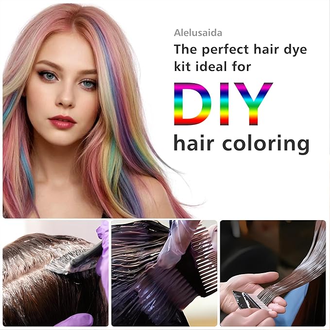 Hair Dye Brush and Bowl Set, 15 Pcs Hair Bleach Kit with Coloring Tools, Black