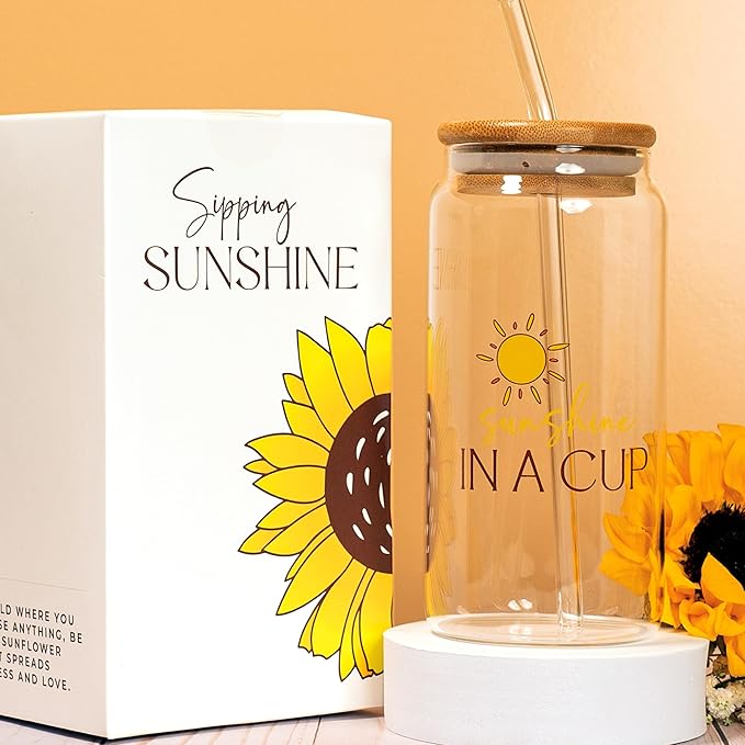 The Love Crate Co Gift Baskets for Women, Unique Birthday Gifts, Best Friend Birthday Gift, Get Well Soon, Sending Sunshine Sunflower Gifts for Women, Thinking of You Care Package